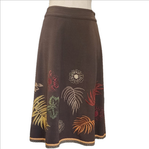 SILKLAND A-LINE Embroidered Brown Skirt